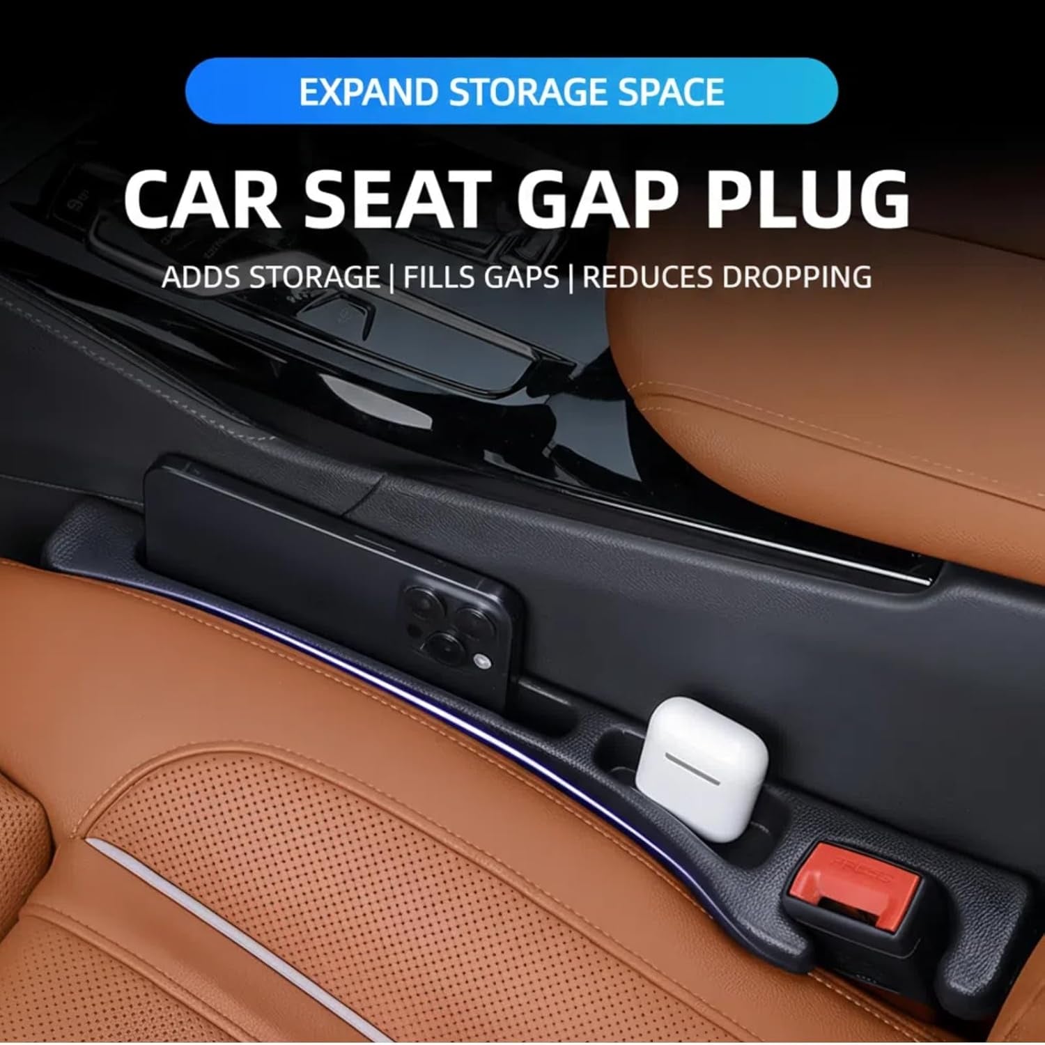 2 Pack Car Seat Gap Organizer, Seat Gap Filler Plug for Cars, Suvs & Trucks – Pr