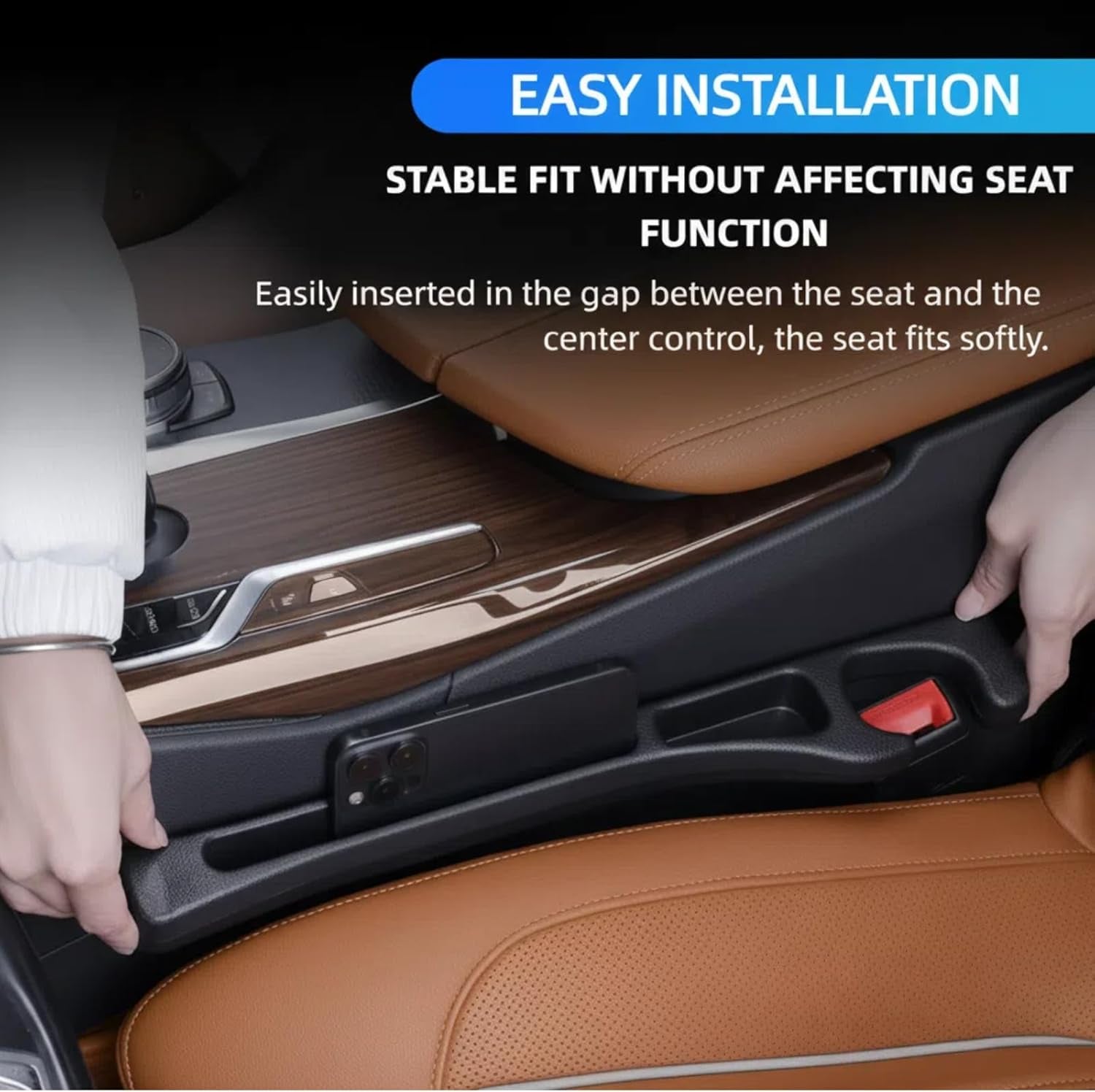 2 Pack Car Seat Gap Organizer, Seat Gap Filler Plug for Cars, Suvs & Trucks – Pr